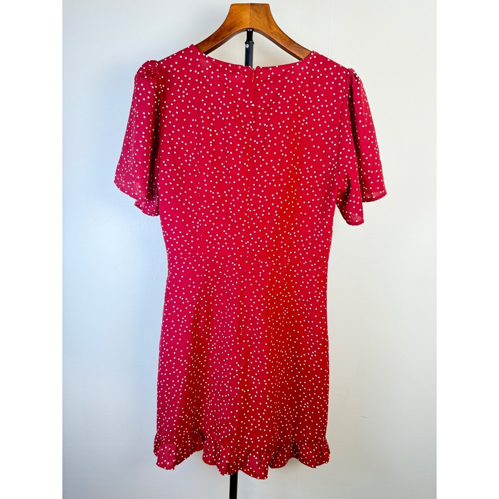 Rihoas Womens The Red V Neck Polka Dot Flounce Mini Dress Medium Flowy Summer - Picture 11 of 16